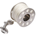 Lightweight Stainless Steel Diving Finger Spool Reel, Diving Reel with Bolt Snap Hook.